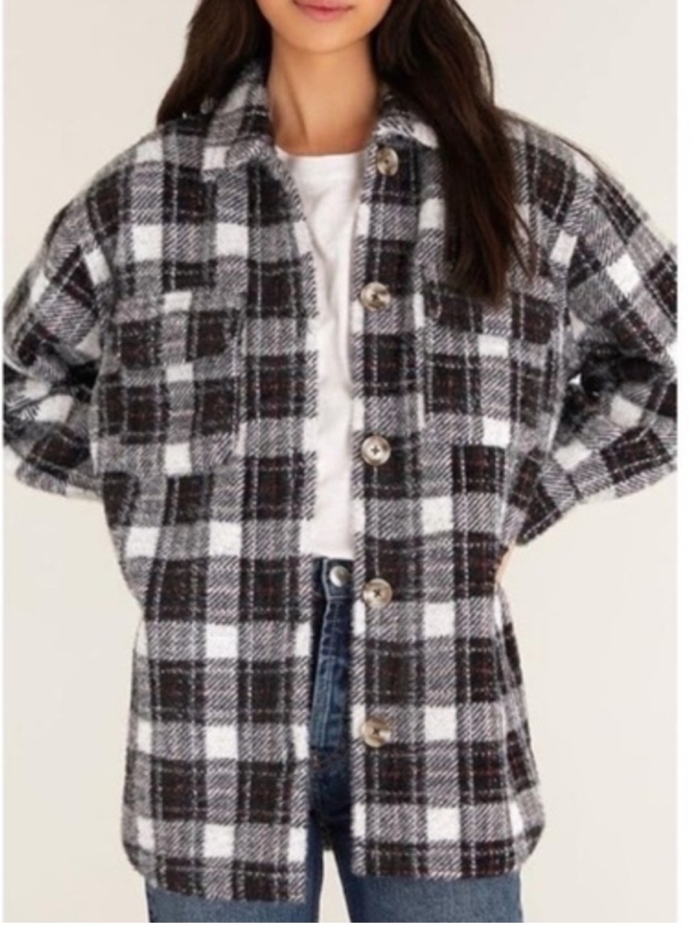 ZSupply Plaid Tucker Jacket Red
Black White Size Small